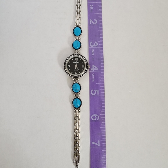 Vintage Watch Strada Turquoise Silver Tone - Picture 7 of 8